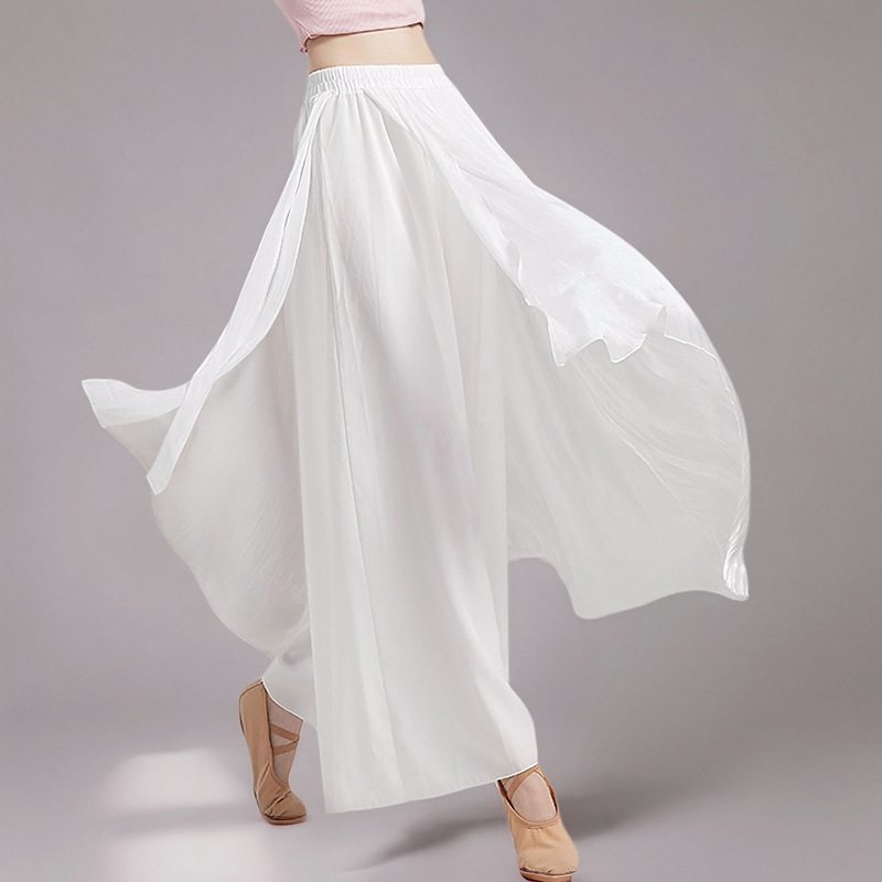 Classical Dance Practice Pants for Women, Wide-Leg Pants, Flowing Chinese Dance Clothing, Modern Dance Straight-Leg Long Pants, Skirt Pants for Adults