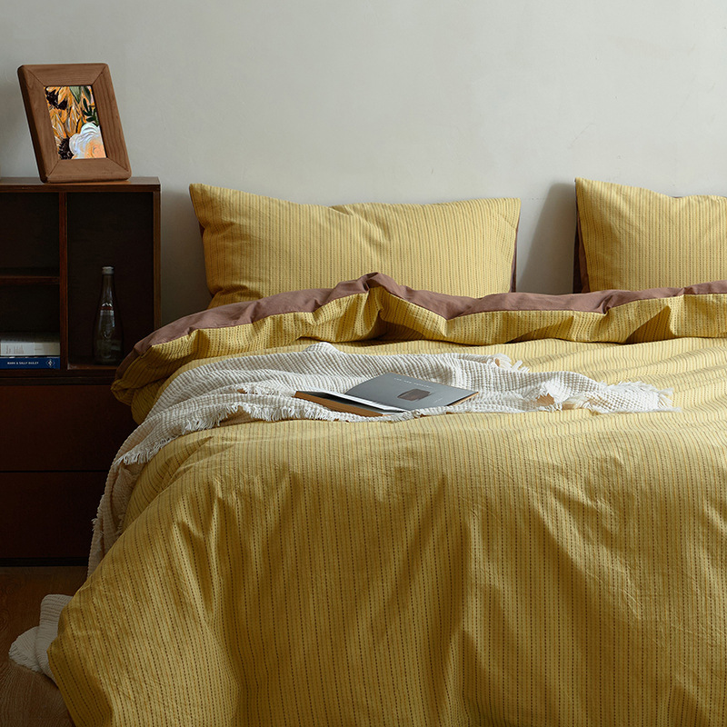 Parure de lit 4 pièces en jacquard de coton style vintage_voghion.com