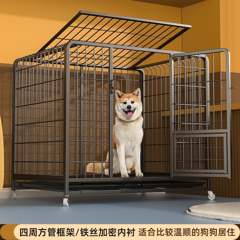 狗笼子大型犬带厕所中型犬狗笼室内金毛拉布拉多加粗加固宠物狗笼|undefined