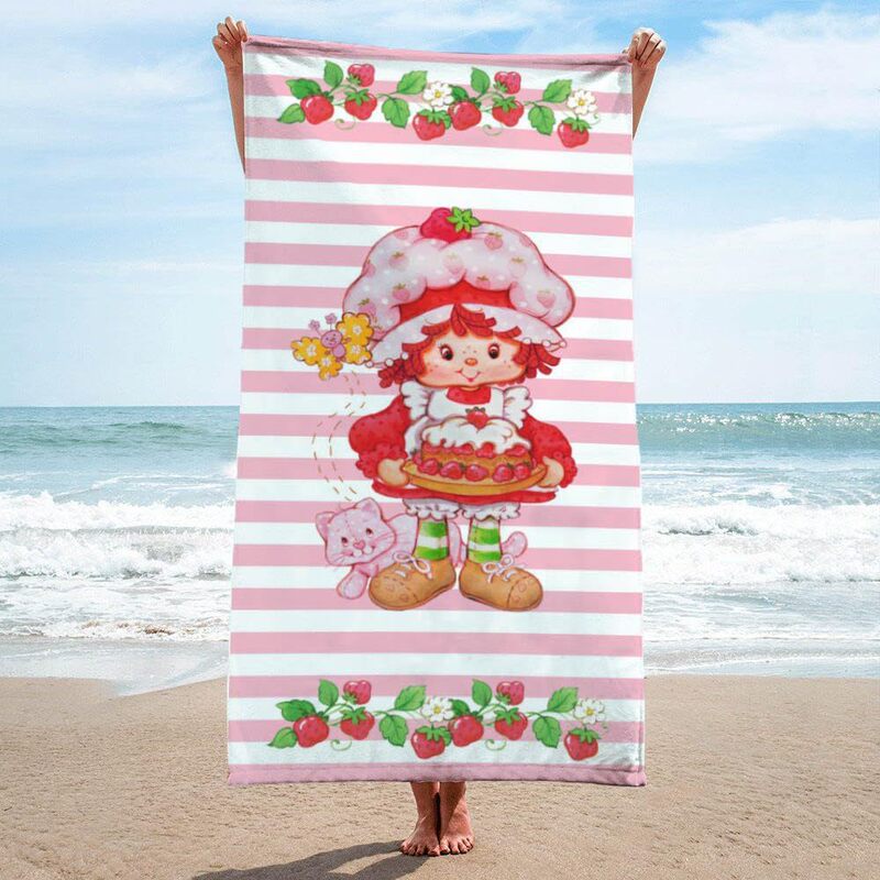 Strawberry Cake Bathing Pool Beach Towel Plaid Absorbent Towel Camping Travel Towel Soft Beach Blanket Bath Towel