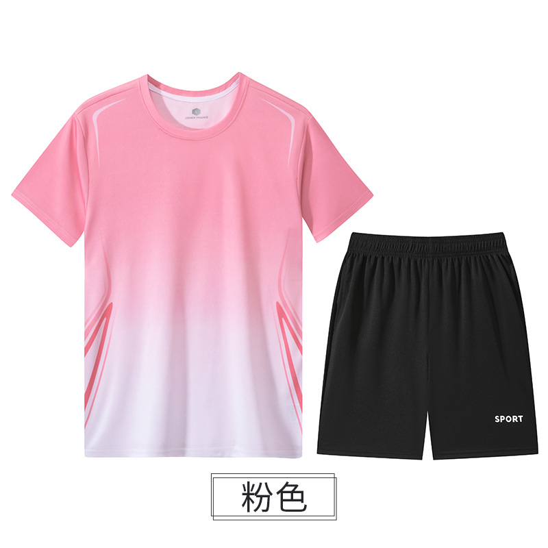 Traje de manga corta para hombre de verano, seda de hielo, secado rápido, traje de ocio deportivo suelto, camiseta de dos piezas para hombre de moda de baloncesto