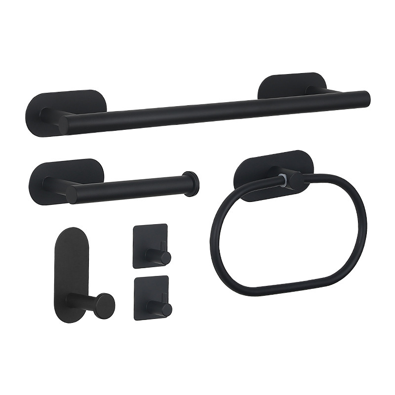Juego de baño exclusivo transfronterizo Juego de acero inoxidable 304 sin punzonado Gancho de barra de toalla Anillo de toalla Kit de baño