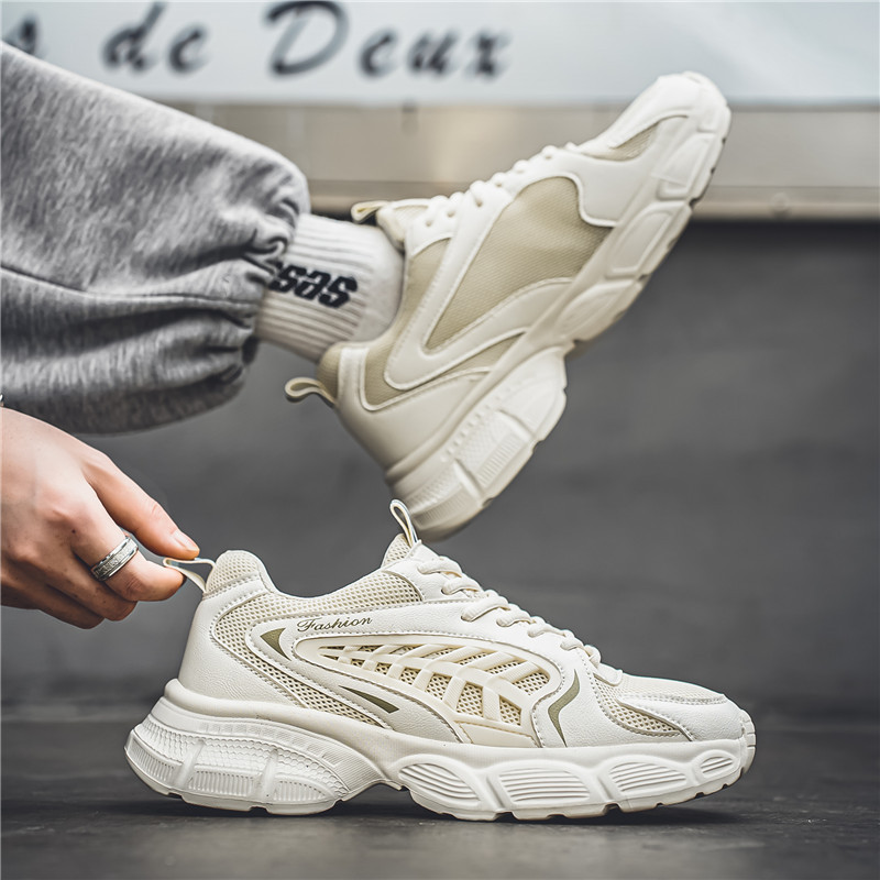 Tallas grandes zapatos de hombre otoño e invierno marca de moda de malla deportiva casual zapatos para correr adolescentes fondo grueso antideslizante resistente al desgaste zapatos de moda papá