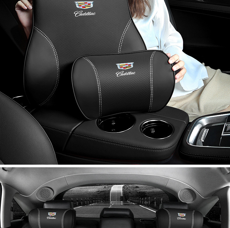 Suitable for Cadillac Leather Headrest Ct4Ct5 Ct6 Xt5 Xt4 Car Lumbar Cushion Seat Neck Pillow