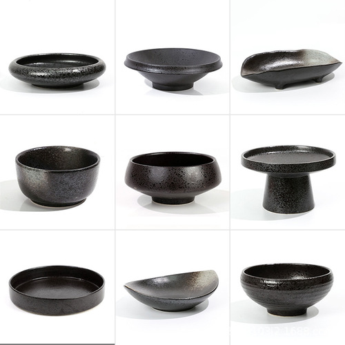 Ceramic Mysterious Ink Series Vase Retro Zen Chinese Japanese Flower Vase Container Flower Plate Small Original Stream Sword Mountain Flower Vase