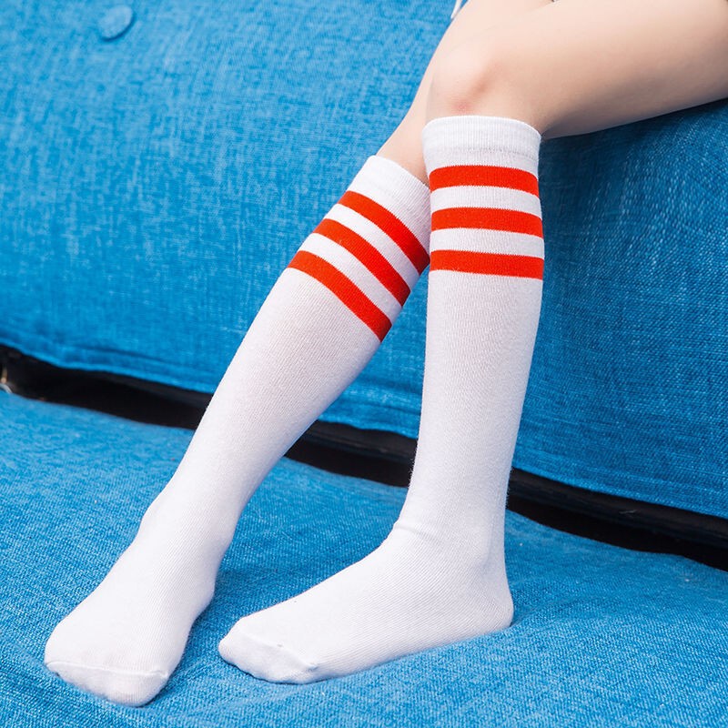 Cross-border mid-tube socks three bars ladies and knee socks women's socks adult striped socks European and American cheerleading performance calf socks Cross-border mid-tube socks three bars ladies and knee socks women's socks adult striped socks European and American cheerleading performance calf socks