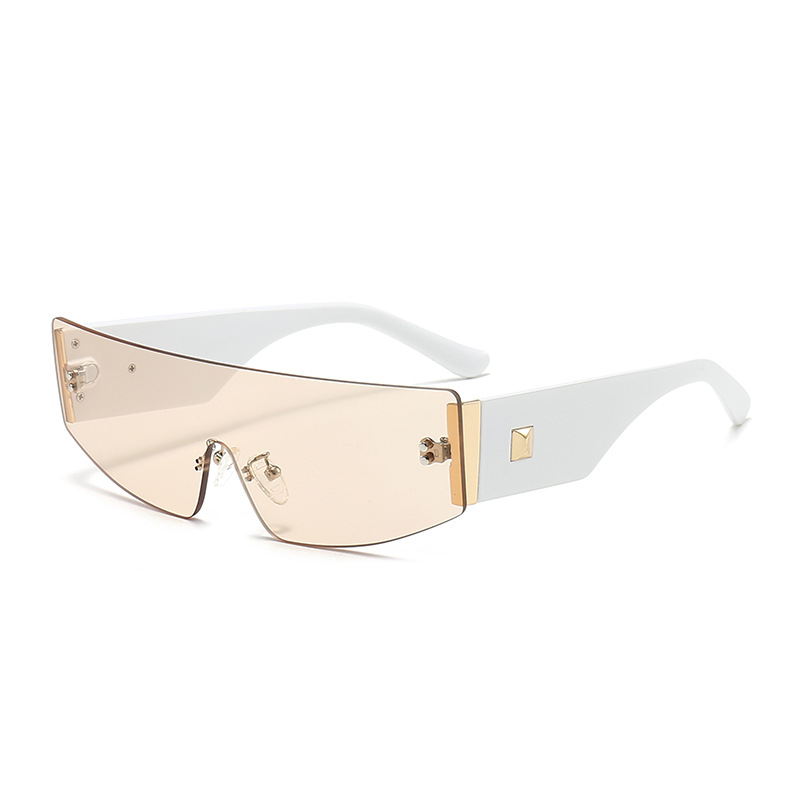 Nouvelles lunettes de soleil hip-hop sans cadre les plus vendues pour hommes et femmes, lunettes de décoration de fête sur scène, lunettes de soleil monobloc à la mode européennes et américaines_voghion.com