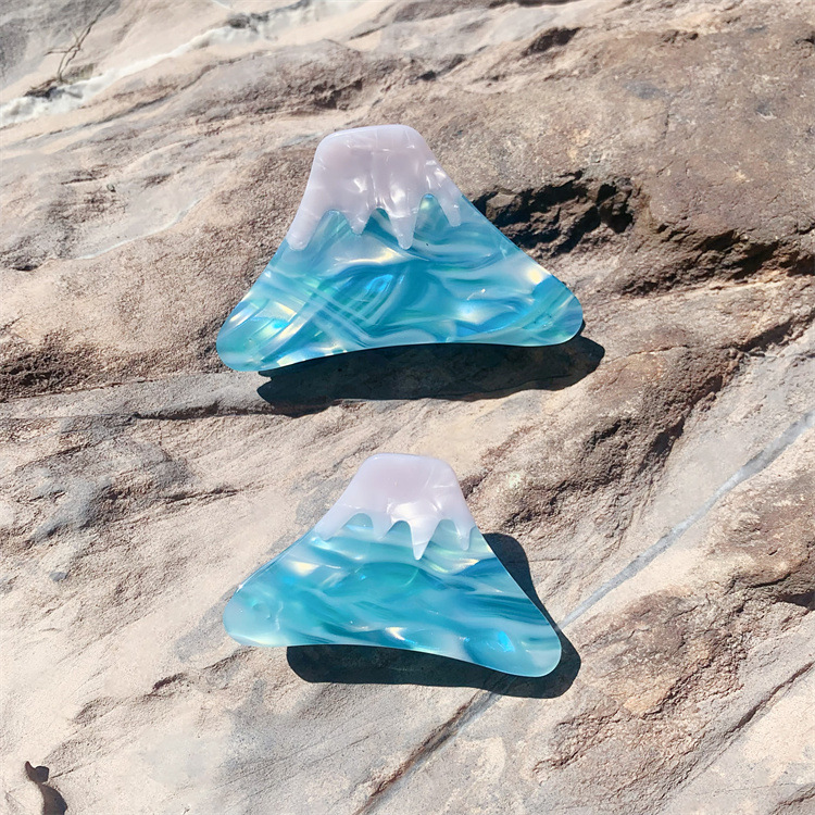 Molla per capelli minimalista in acetato blu monte fuji_voghion.com