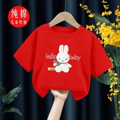 跨境電商童裝100-160碼卡通圖案印花女童圓領短袖T恤休閒時尚潮流