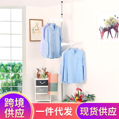 Vertical pole new pattern Foldable Clothes hanger household simple and easy Coat rack to ground Telescoping Clothes hanger