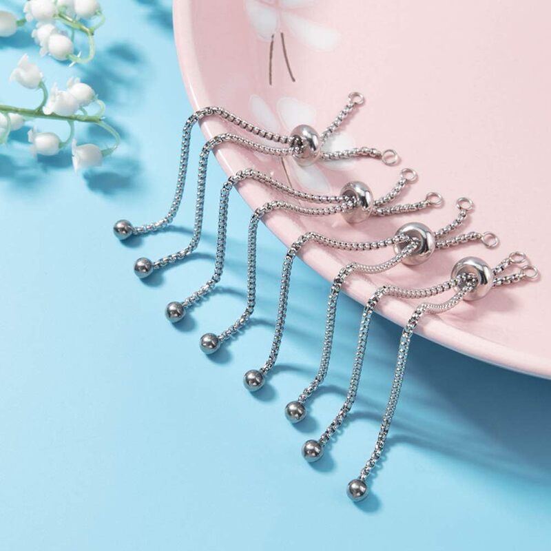 Cross-border Hot Selling 304 Stainless Steel Slider Extended Chain Adjustable Bracelet with Ball End DIY Jewelry Making Bracelet