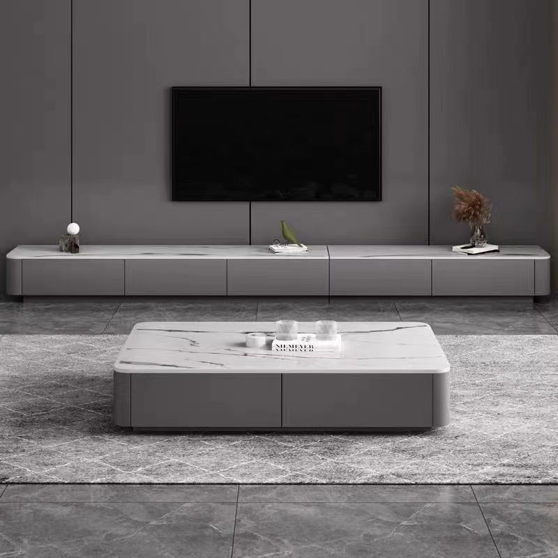 Italian Slate Tv Cabinet Coffee Table Combination Small Apartment Modern Simple Living Room Rounded Corner Wall Cabinet Nordic Floor Cabinet