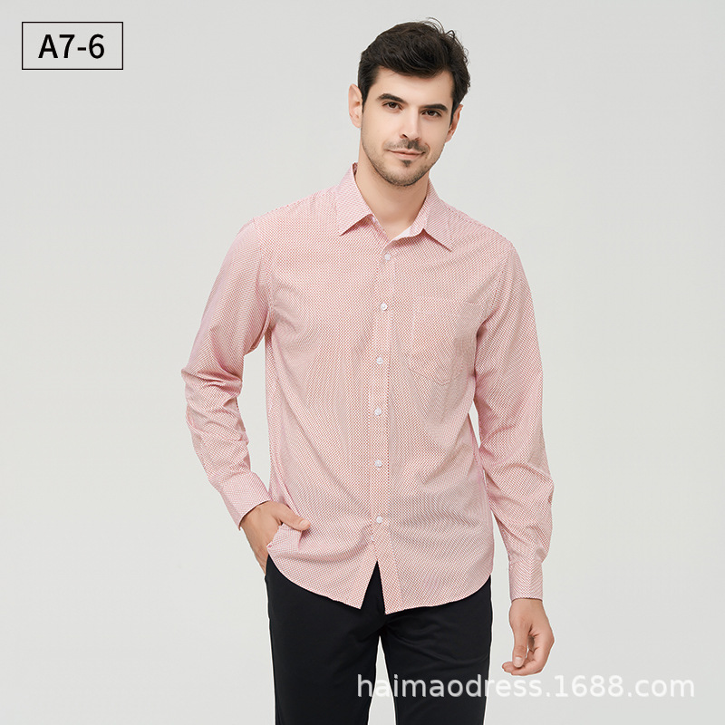 Camisa informal con estampado de cuadros finos para hombre, camisa ligera de manga larga estilo Hong Kong, popular de Amazon, otoño