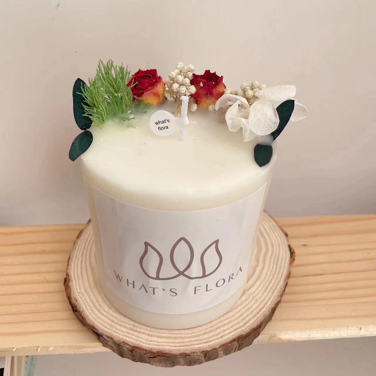 Cross-border ins columnar flor inmortal flor seca rosa en relieve cera de banano cera de soja decoración del hogar