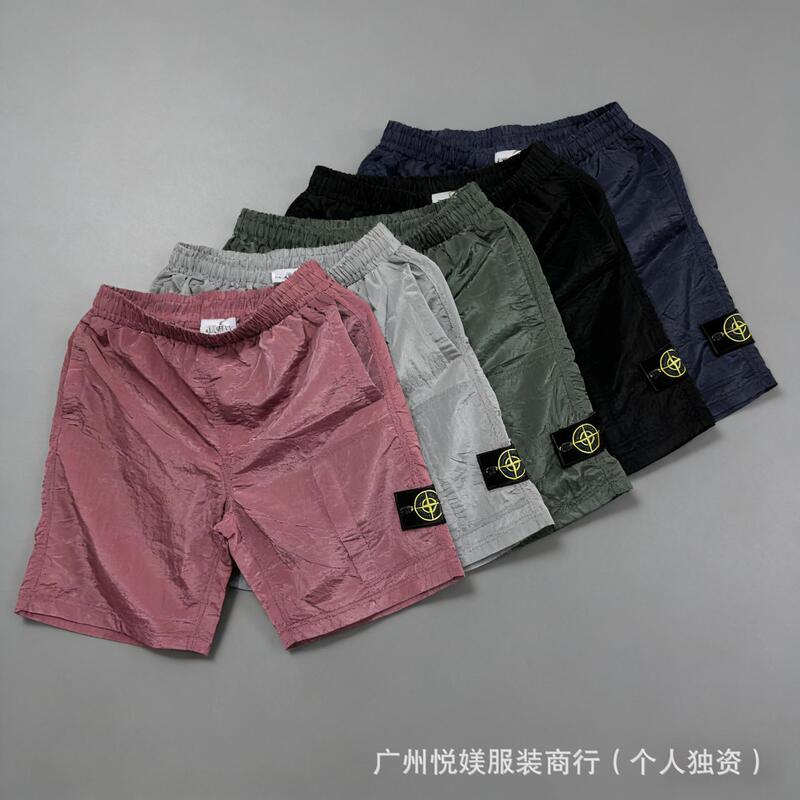 Cross-Border Foreign Trade Stone Badge Metal Reflective Color Nylon Shorts Men's European and American Street Fashion Casual Outdoor Shorts Cross-Border Foreign Trade Stone Badge Metal Reflective Color Nylon Shorts Men's European and American Street Fashion Casual Outdoor Shorts