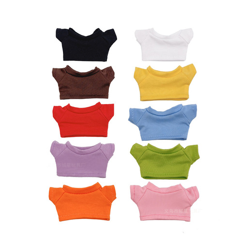 Best-selling children's clothing doll accessories pure color cute cotton doll dress-up costumes plush toys short-sleeve wholesale