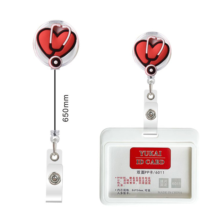 Cross-border Can Buckle Doctor Nurse Flexible Glue Pvc Work Permit Name Badges Holder Certificate Retractable Buckle Name Tag Clip display picture 3