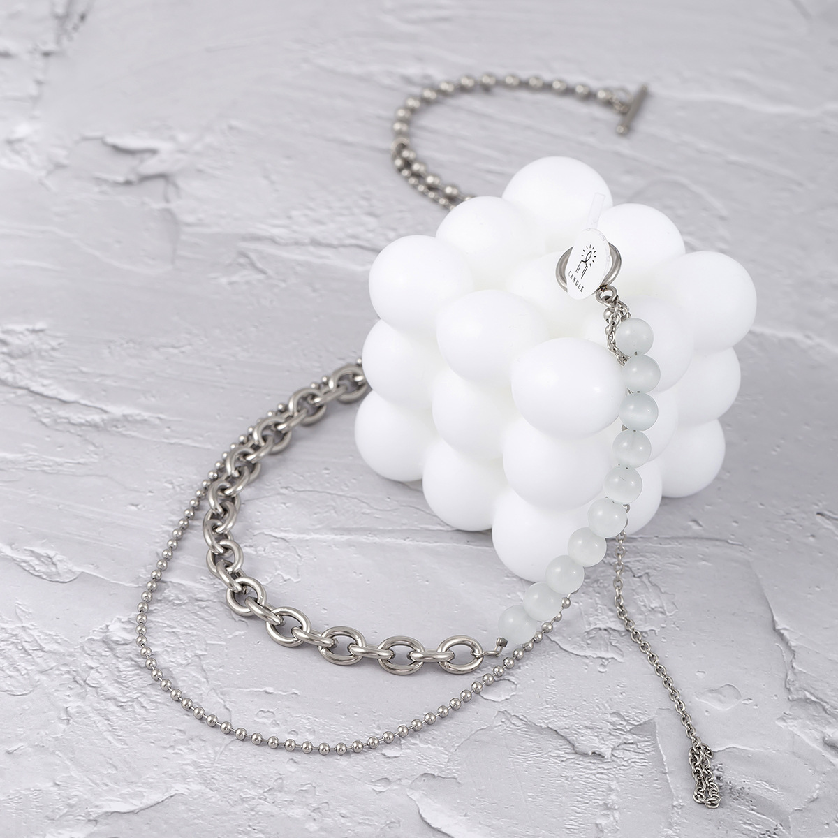 1 Piece Fashion Irregular Artificial Crystal Titanium Steel Beaded Menu0027S Layered Necklaces