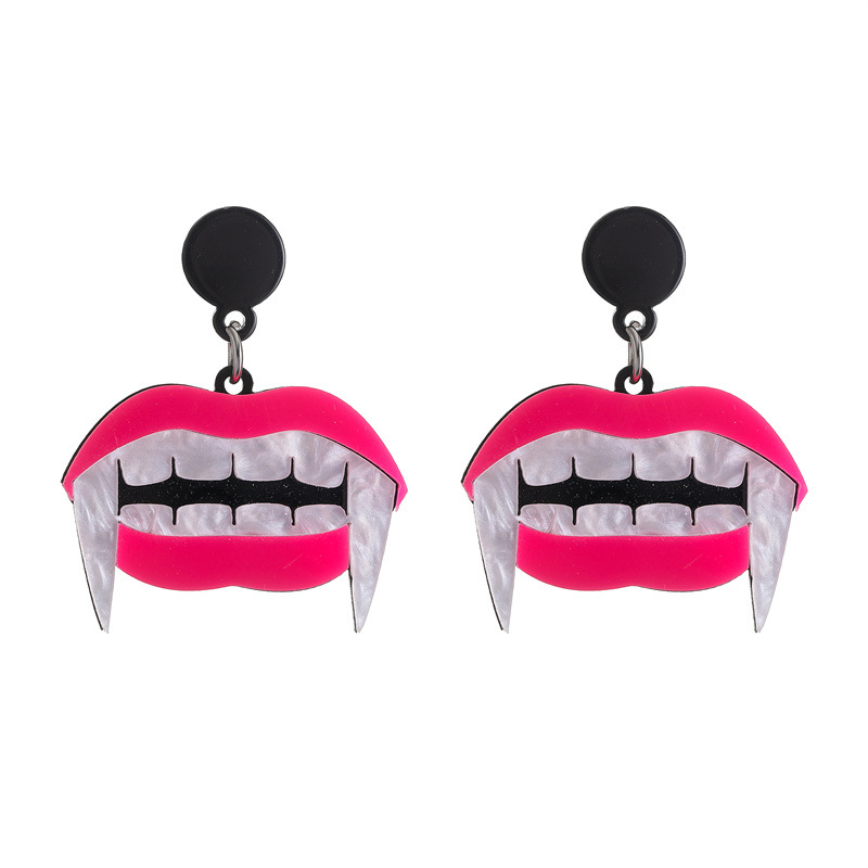 Cross-border horror fangya Halloween pendientes personalidad de la moda de acrílico pata bruja fantasma espárragos pendientes