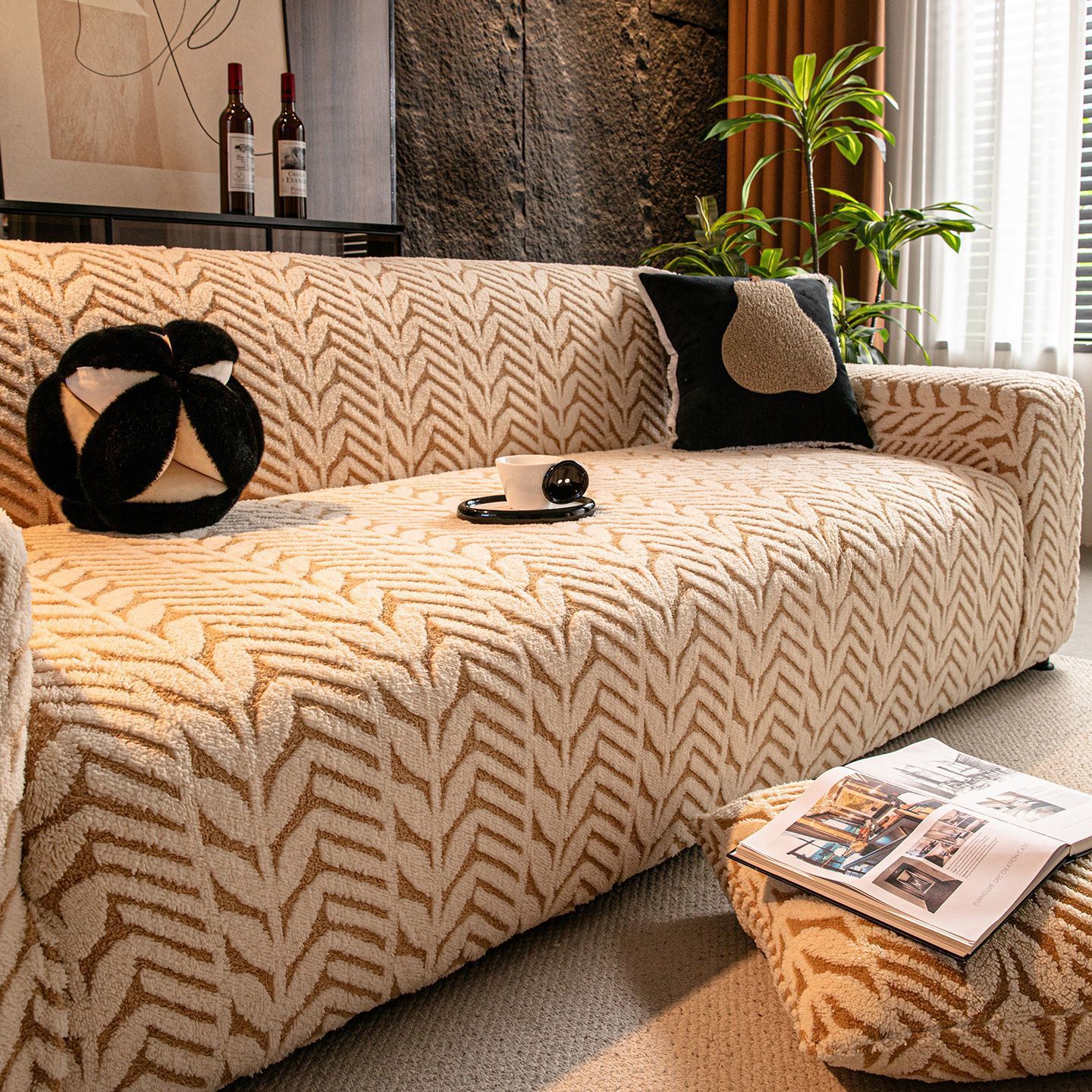 Jacquard de algodón cómodo sofá cubierta 2025 nuevo otoño invierno anti-gato agarra todo incluido cuatro estaciones cubierta protectora elástica universal