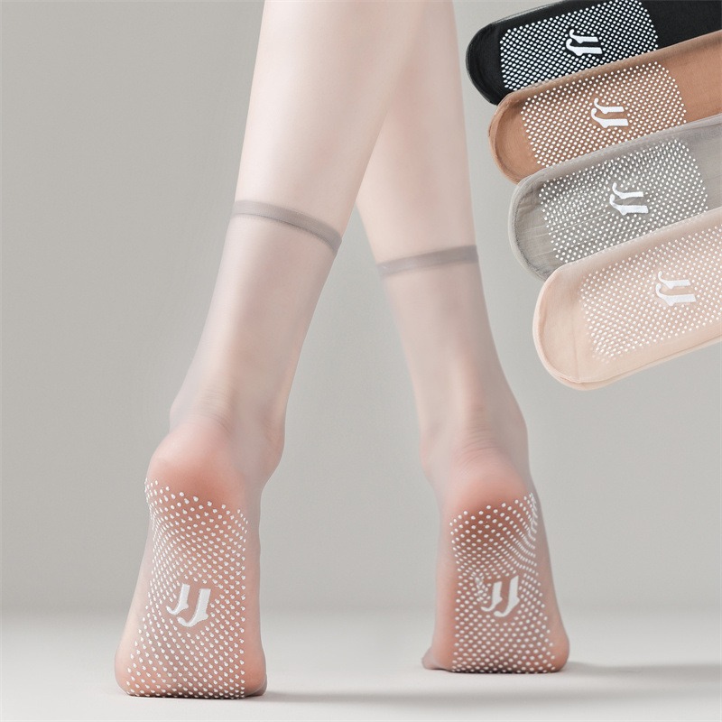 Anti-Snagging Glue Anti-Slip Crystal Socks for Women Ultra-Thin Invisible Short Stockings Summer Transparent Socks Flesh-Colored Invisible Socks