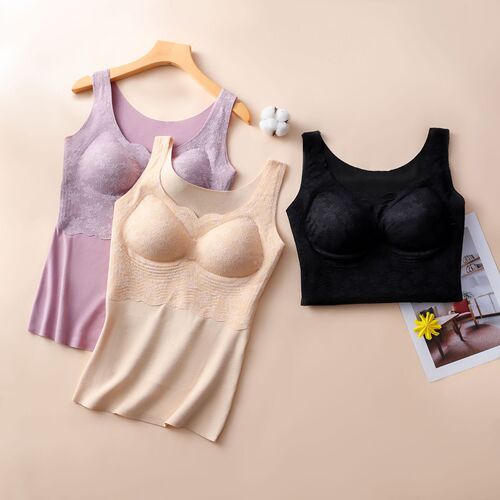 Women's invisible heating warm innerwear set, padded and thick autumn top and base layer set for winter