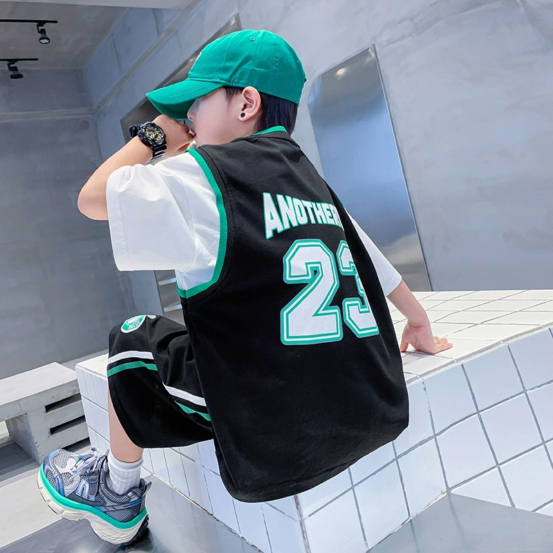 Summer clothing, basketball uniform, sports suit, children's summer football uniform for boys, for teenagers, with short sleeve