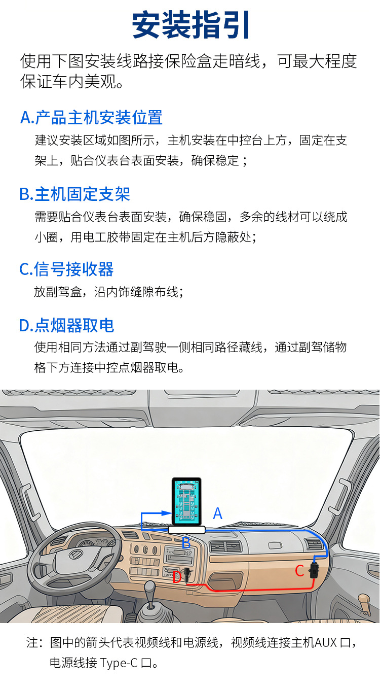 Anruichuang Truck Tire Pressure Monitor with Internal and External High-Precision Large Screen, 2026 New Model, Specifically for 12-Wheel Trucks