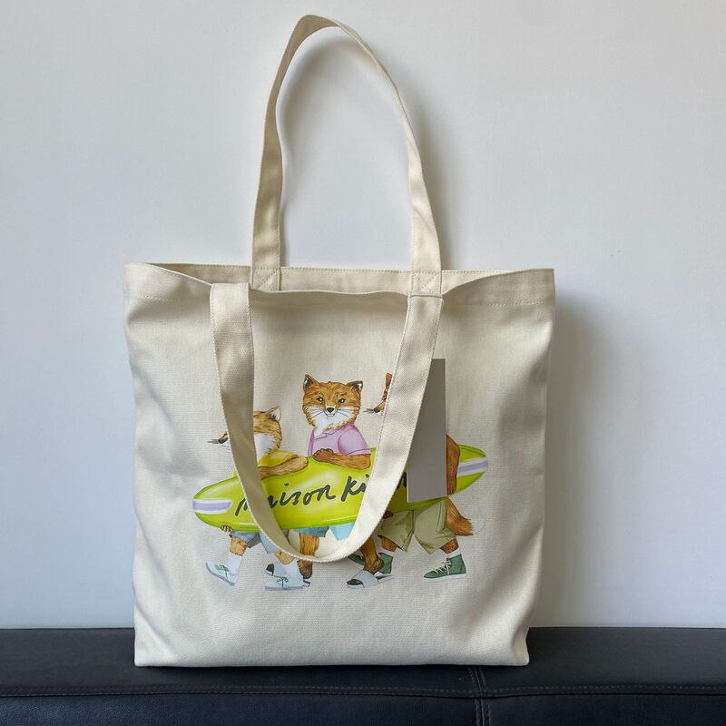 Lotte Exports Japanese and Korean Mk Three Foxes Surfing Printed Canvas Bag Shopping Bag Handbag Shoulder Bag Tote Bag Lotte Exports Japanese and Korean Mk Three Foxes Surfing Printed Canvas Bag Shopping Bag Handbag Shoulder Bag Tote Bag