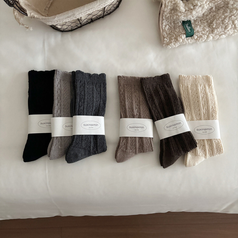 Suxinaimin Birkenstock socks, women's autumn and winter thick-knit pile socks, retro hollow-out knitted long socks, thickened and piled Suxinaimin Birkenstock socks, women's autumn and winter thick-knit pile socks, retro hollow-out knitted long socks, thickened and piled