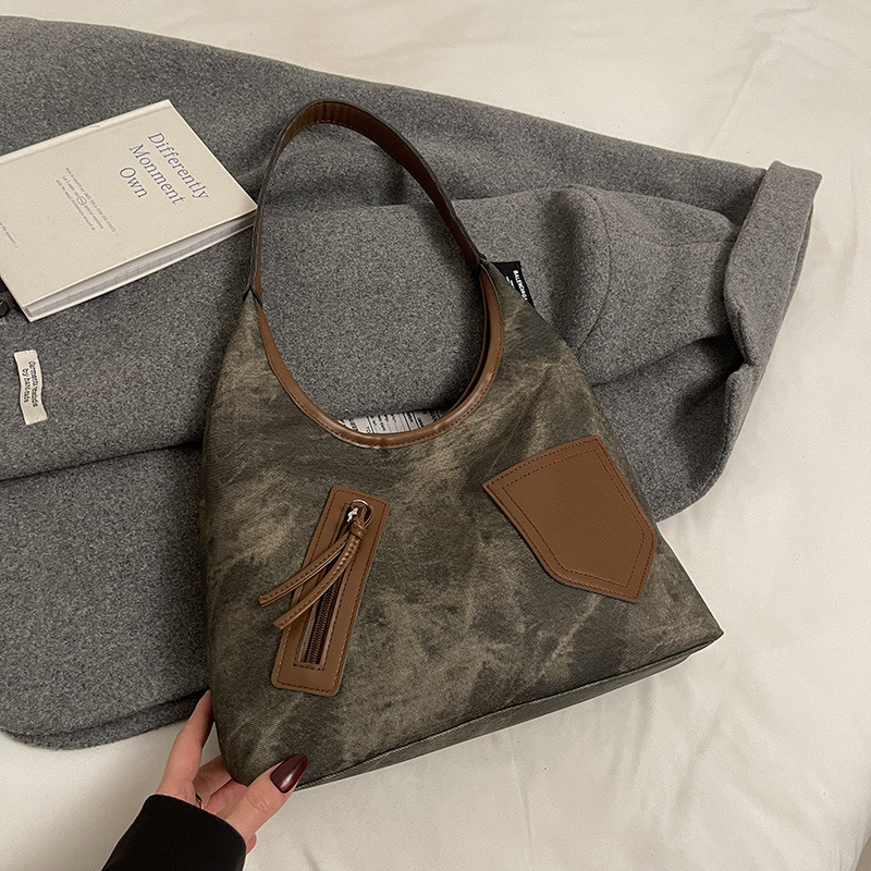 Bolsa de viaje multi-bolsillo 2025, primavera, nuevo retro versátil bolso de hombro de clase, bolsa de gran capacidad para mujeres