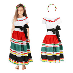 Carnival campus activities Day of the Dead play skirt Mexican national little girl long dress Mexico 