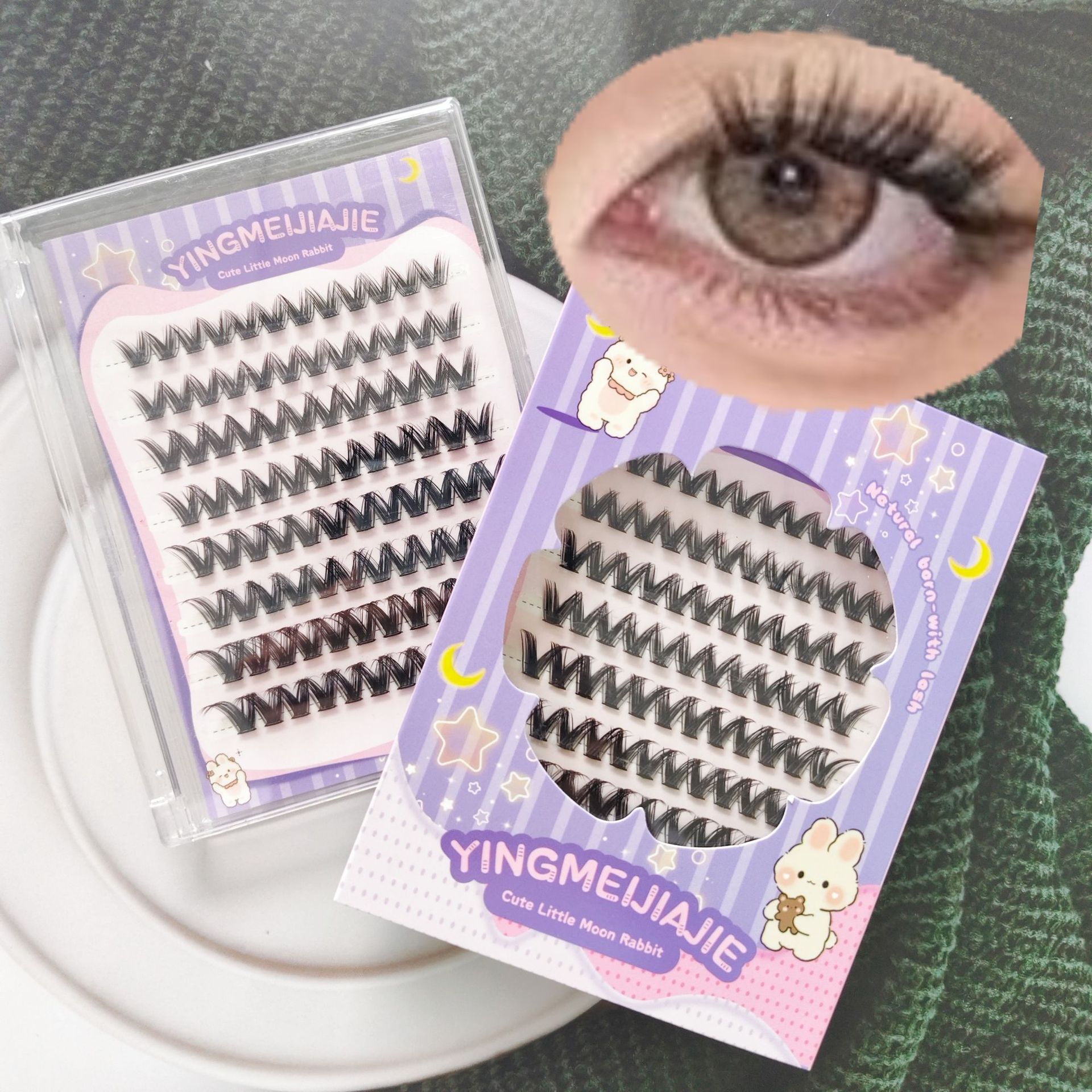 Parillas falsas transfronterizas sin pegamento, pestañas falsas de un solo racimo, juego de roles, pestañas falsas sin pegamento de Europa y Estados Unidos