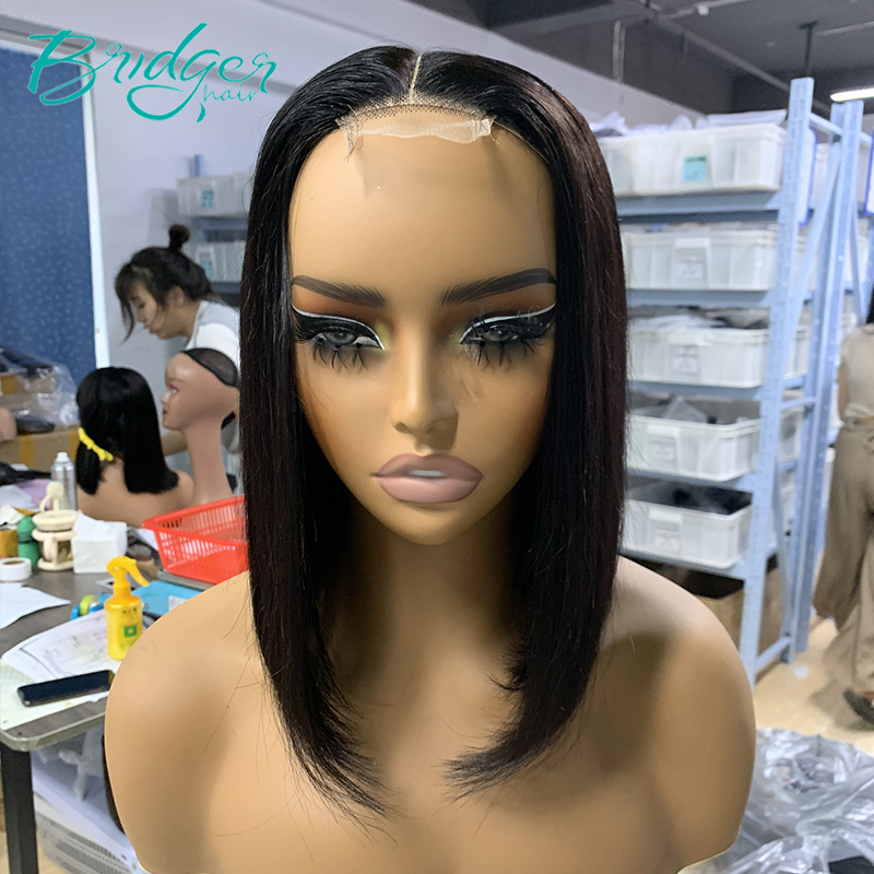 2*6 no glue glueless double draw BOB new black back net human hair wig_voghion.com