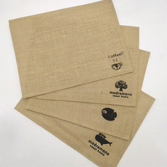 現代簡約可印logo印花方形黃麻餐墊麻布杯墊咖啡店桌墊餐墊茶杯墊