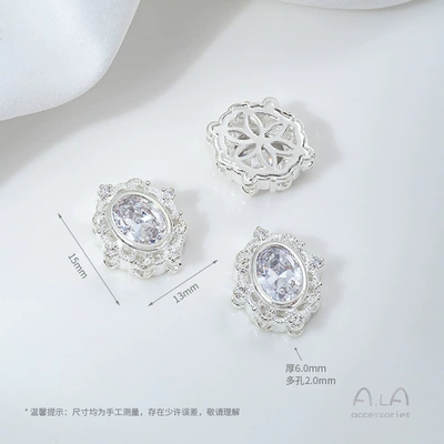 Wholesale 14K Gold-Plated Silver-Plated Zərgərlik ara hissələri - z448-14-d-type-bright-silver-white-zirconium-1-piece