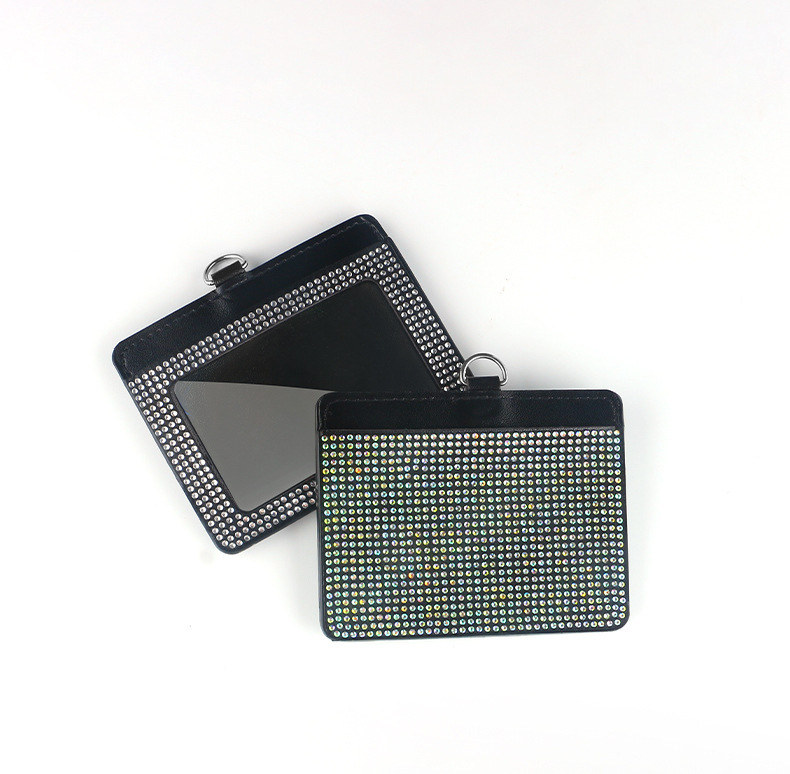 Cross-Border Hot-Selling Rhinestone Card Holder, Large Capacity, Multiple Color Options, Small Card Slots, Compact Leather Pu Card Case for Women