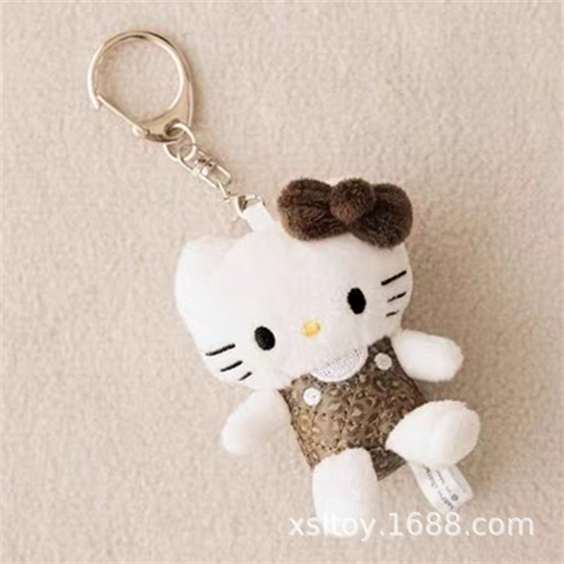 迷你-棕菱格背带裤