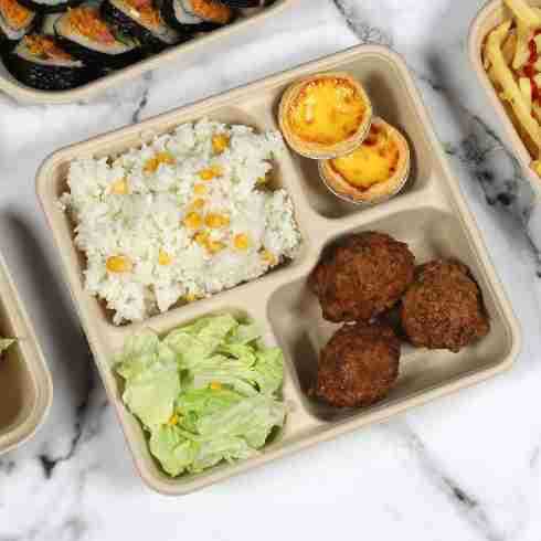 Fiambrera de pulpa degradable desechable