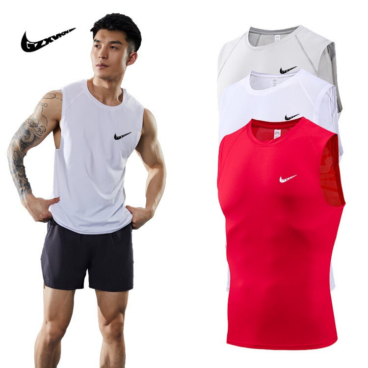 Summer New Fitness Series Quick-Drying Sports Vest Men's Ice Silk Breathable Sleeveless Loose Casual Men's Clothing