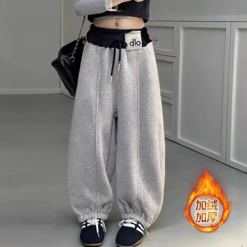 儿童弯刀裤束脚裤男女童加绒加厚2025新款卫裤休闲中大童韩版百搭