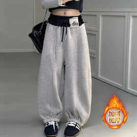 儿童弯刀裤束脚裤男女童加绒加厚2025新款卫裤休闲中大童韩版百搭
