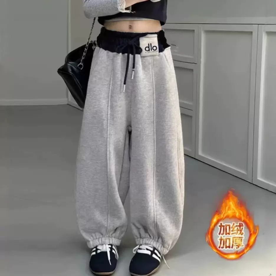 儿童弯刀裤束脚裤男女童加绒加厚2025新款卫裤休闲中大童韩版百搭