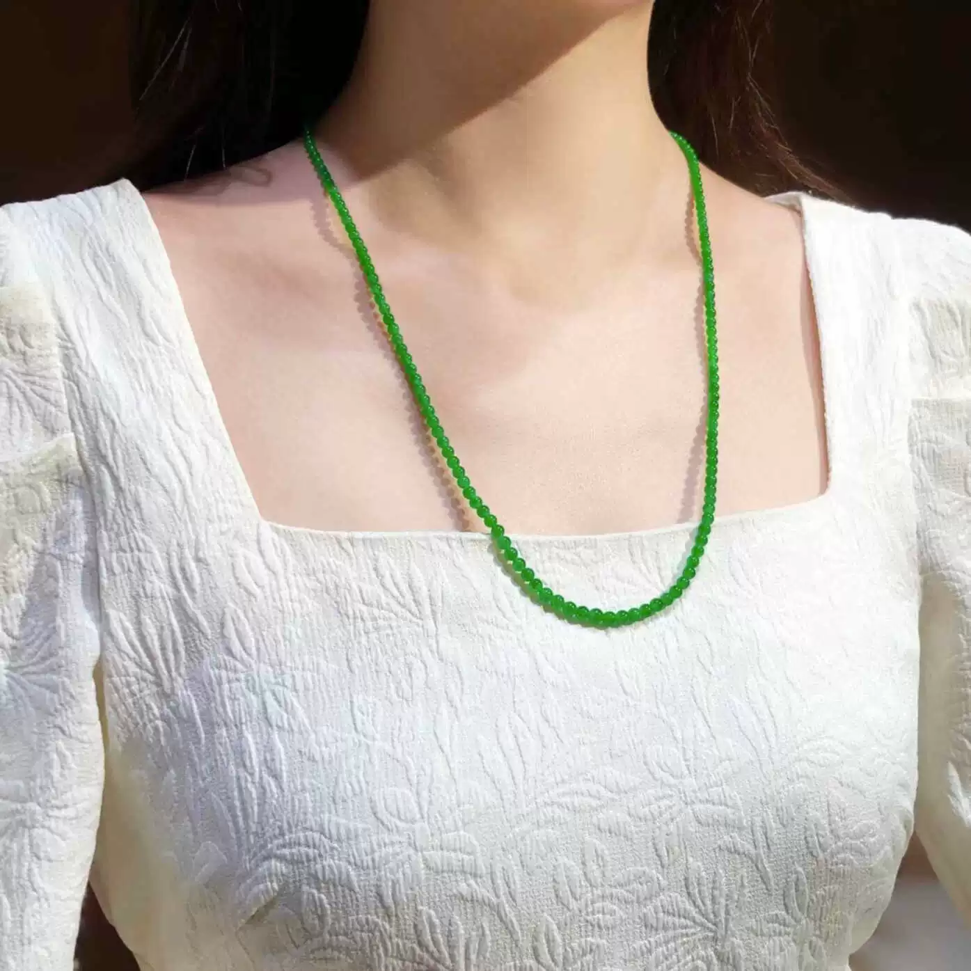 Ожерелье из бисера Xiaomi с бирманским старым питским жадеитом Ice Yang Green Jadeite, императорский зеленый жадеит