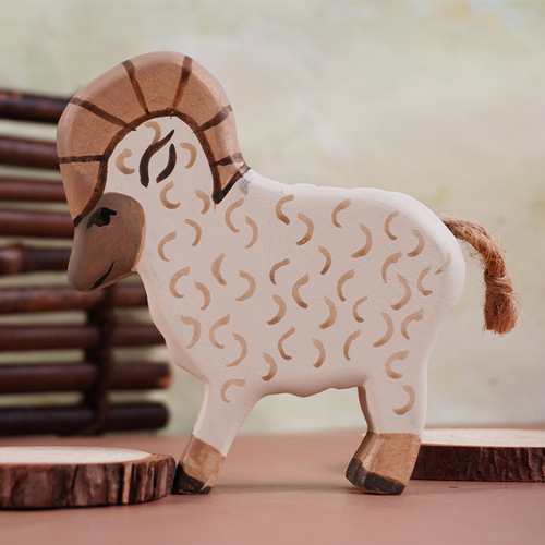 Children's wooden animal figure decorative craft, cute home decor, living room TV stand office desk ornament