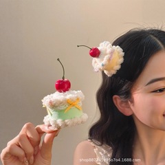 スイートカップケーキ～かわいいチェリーヘアピン、誕生日帽子、ロリータ帽子、写真撮影雰囲気