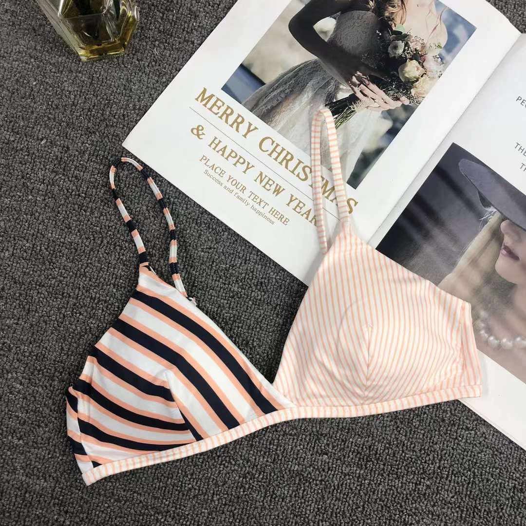 Cruzar la frontera del sudeste de Asia estilo japonés estilo francés cómodo push up francés triángulo taza de ropa interior sin costuras sujetador delgado de las mujeres sin anillo de acero