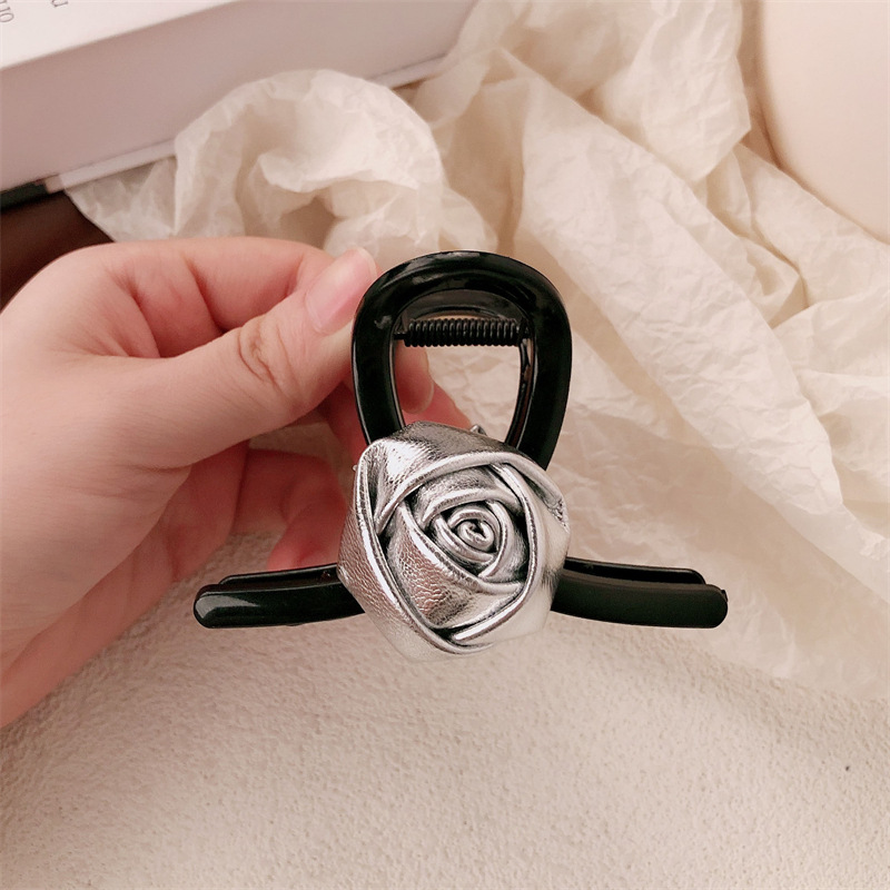 Cuerpo de corteza plateada rosa anillo de cabello cuerdas de cabello blogger red con doble cola de caballo estereoscópica correa de correa de cabello adorno de cabello