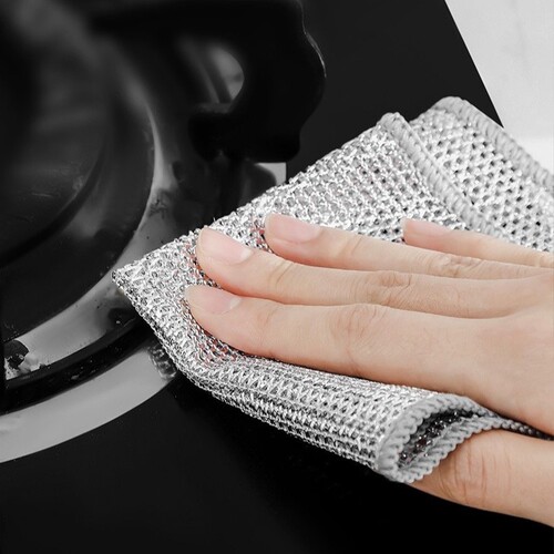 Silver Wire Dishcloth Oil-Proof Dishwashing Cloth Household Cleaning Oil Stain Removal Steel Wire Cloth Durable Pot Scrub Cloth