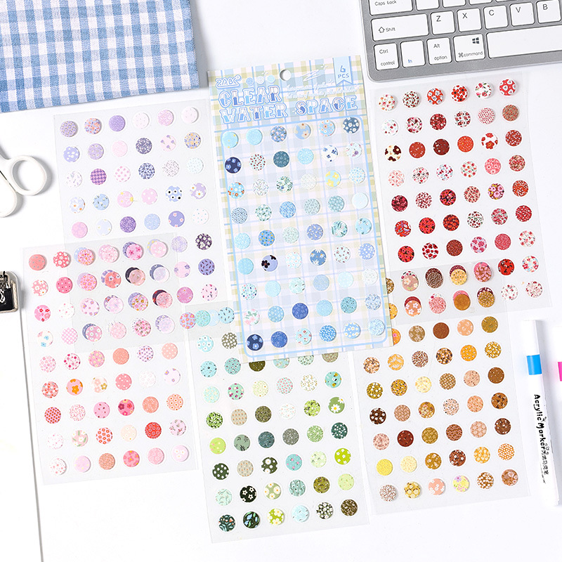 Serie de puntos de onda de interpretación en pegatinas de etiquetas de papel lindas y creativas de corte de matriz de mascota plana de material de contabilidad de mano pegatinas